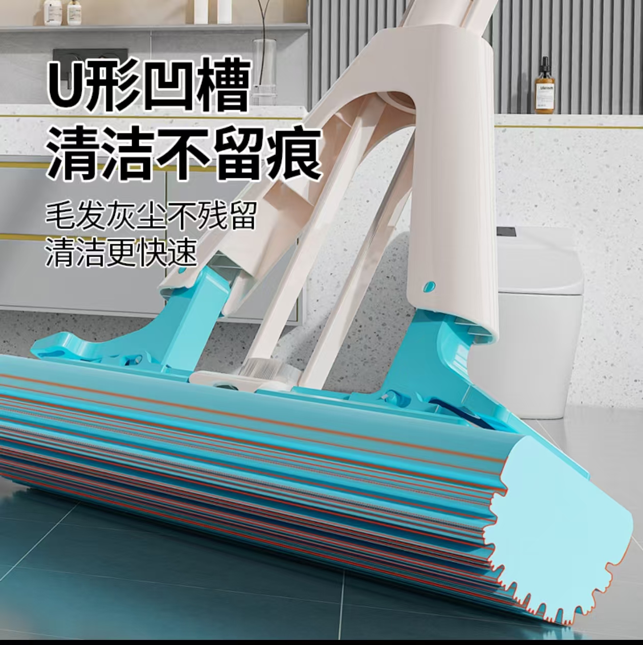 明雅新款懒人海绵拖把免手家用一拖胶棉拖地湿两用吸水对折神器