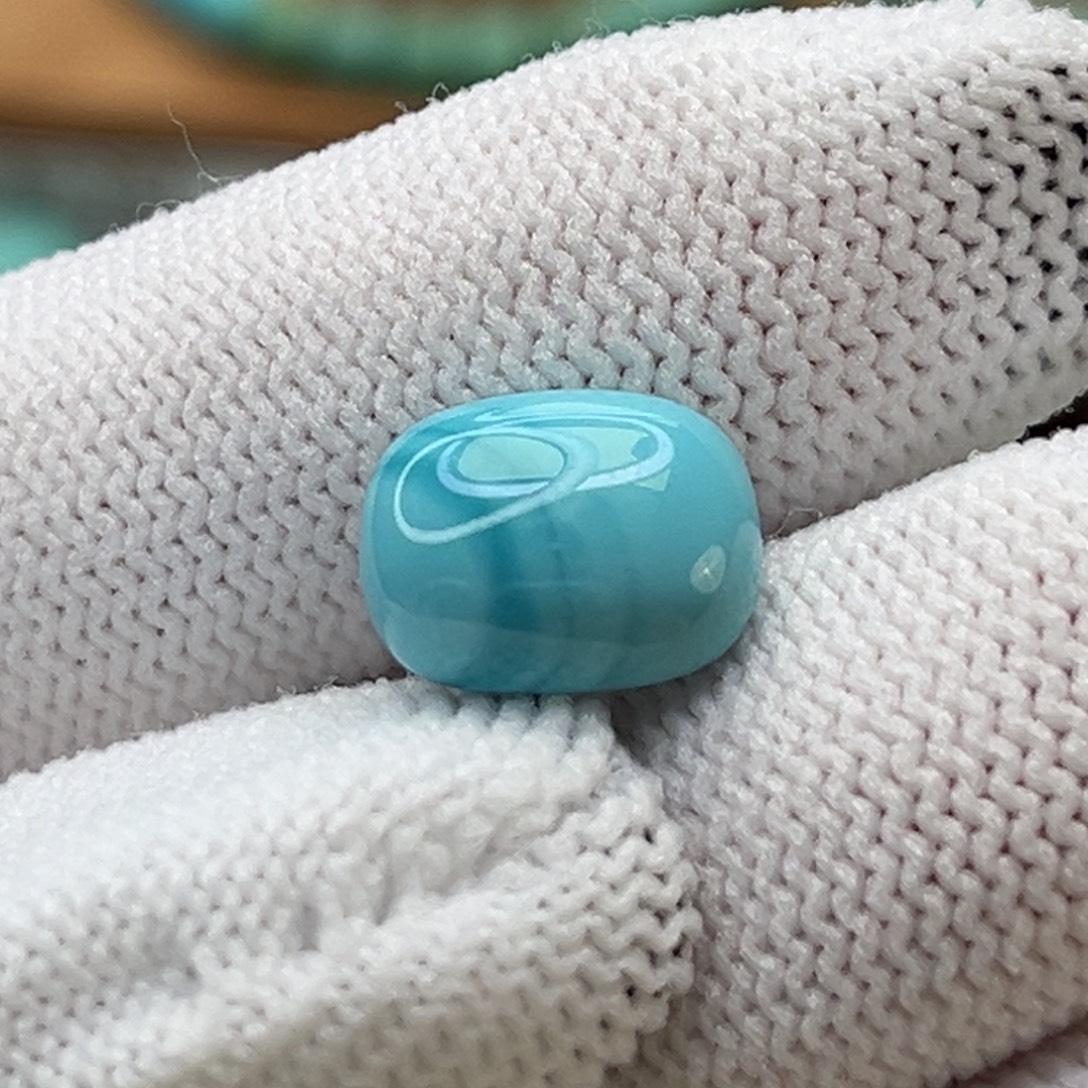 绿松石未镶嵌珠宝奇石水波纹蓝戒面