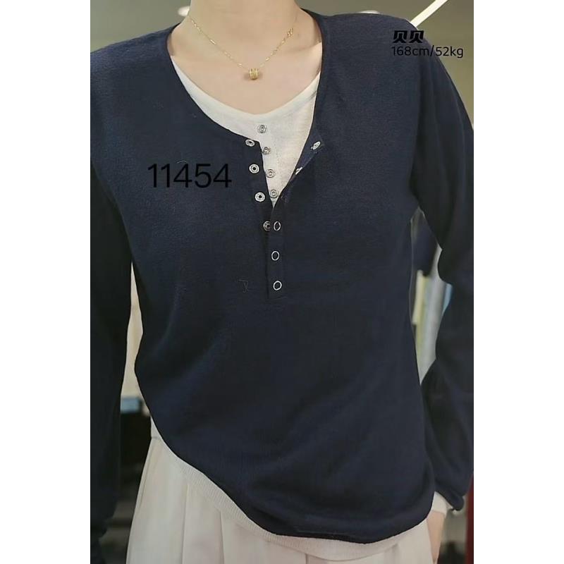 11454（部分无水洗唛，介意慎拍）WANGDAN新款假两件针织衫