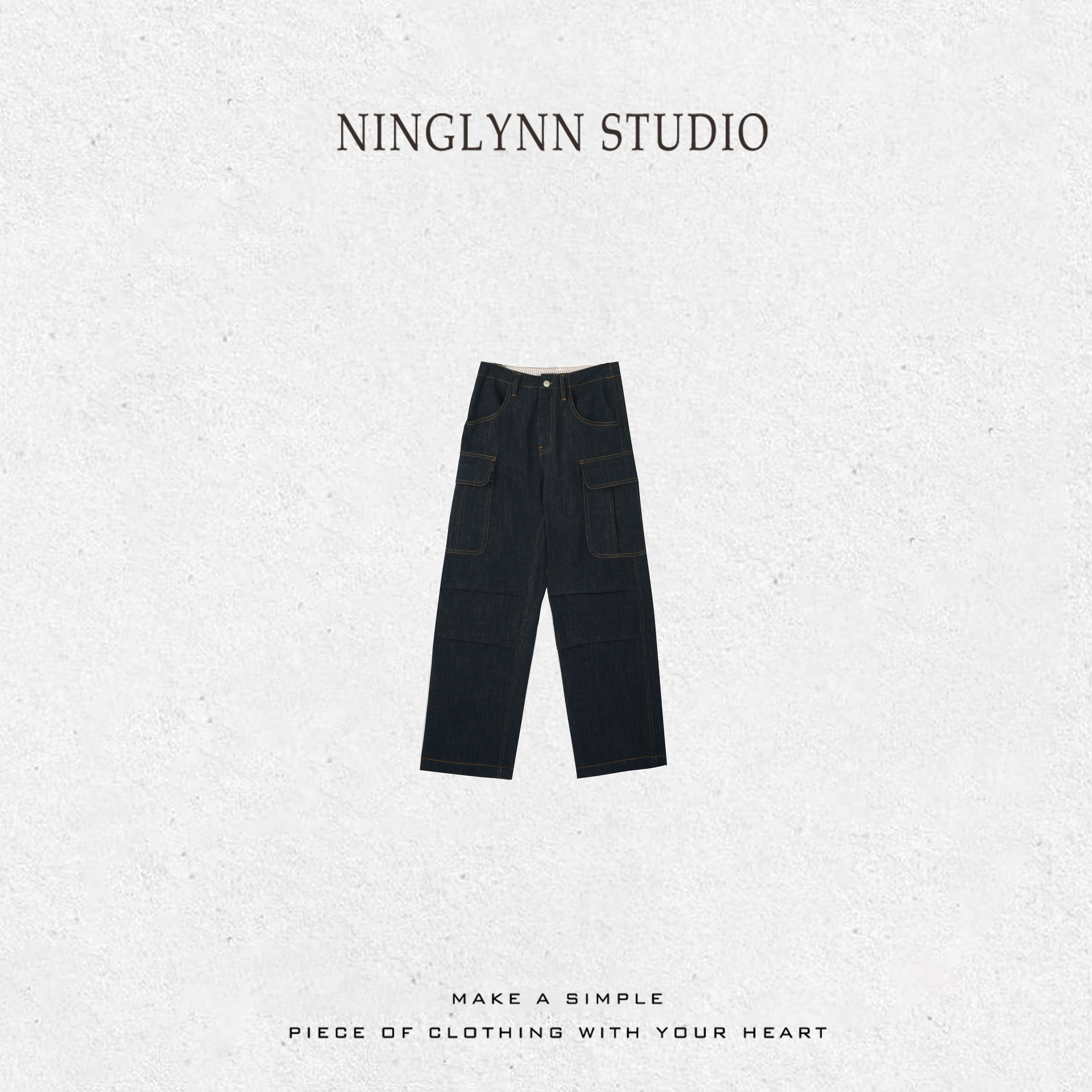 NINGLYNN STUDIO 休闲洗适中直筒裤牛仔裤 360145