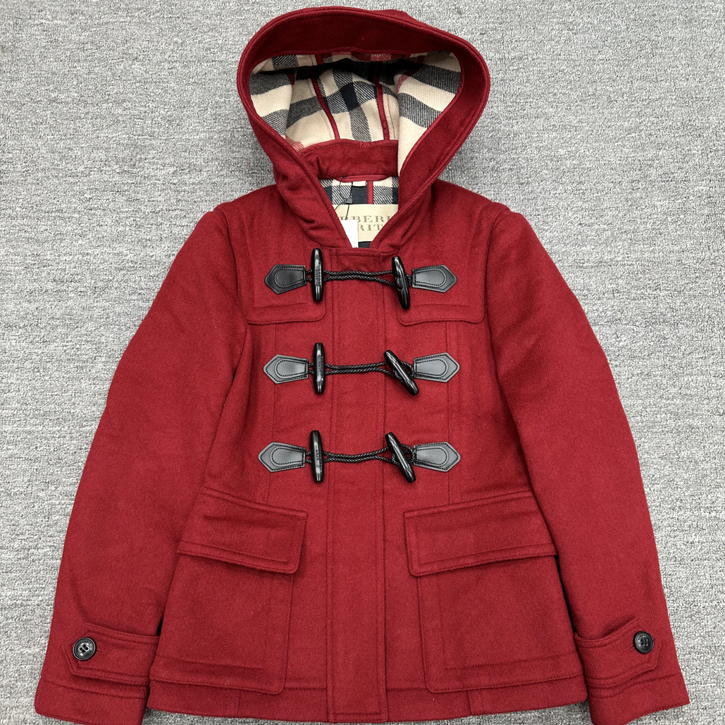 未使用 BURBERRY/博柏利 uk6 Burberry 羊毛羊角扣风衣 未使用