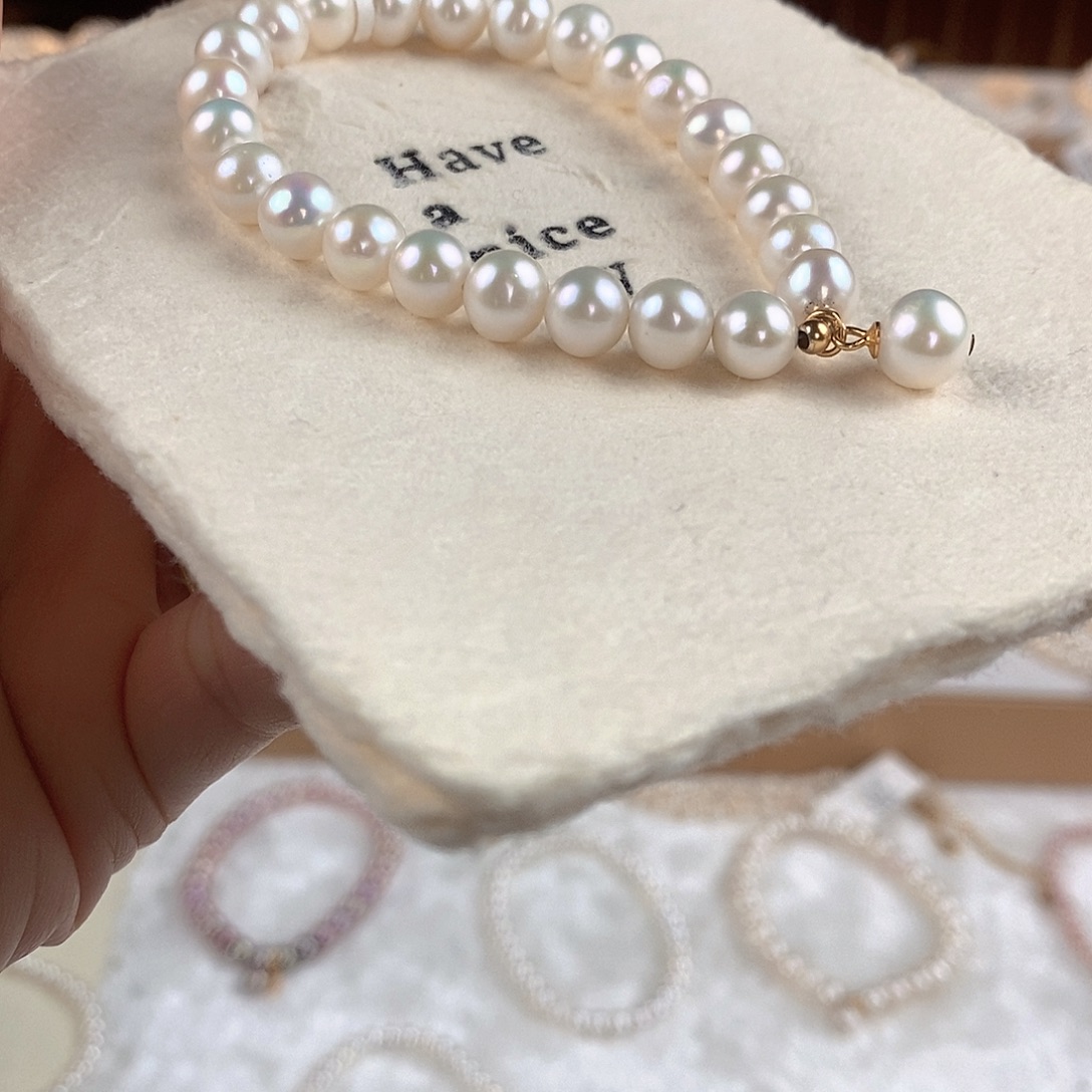 淡水珍珠银S925镶嵌手绳