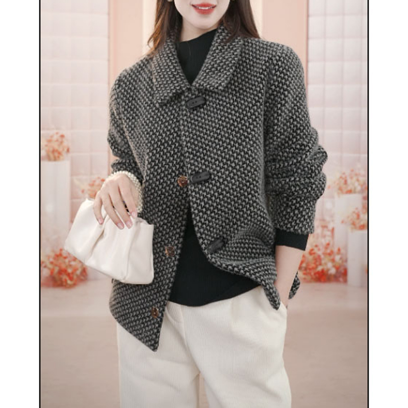 【高端】2025新款时尚宽松显瘦高端外套女秋冬【黑米灰】小香风