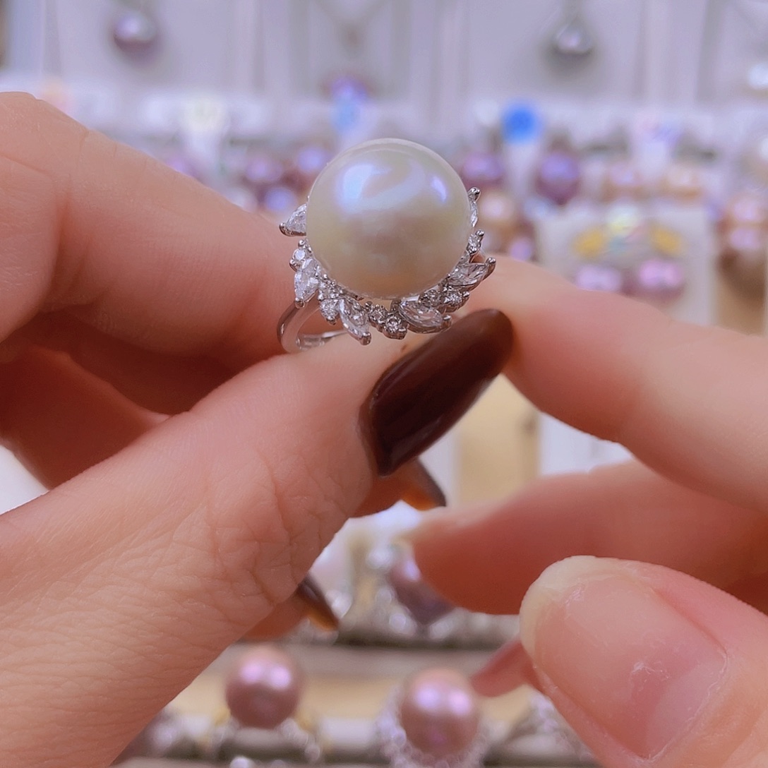 戒指淡水珍珠银S925镶嵌