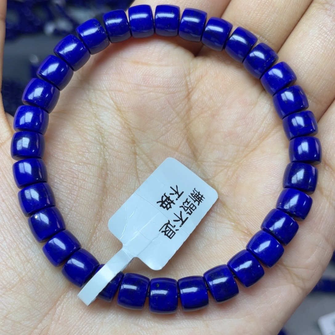 青金石未镶嵌7×5mm直切手串