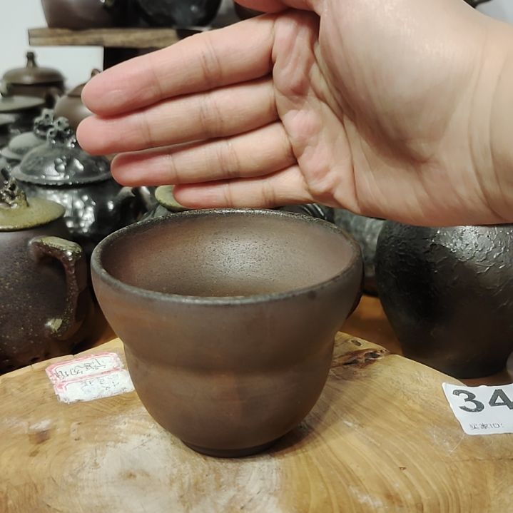 坭兴陶纯柴烧全手工葫芦茶杯