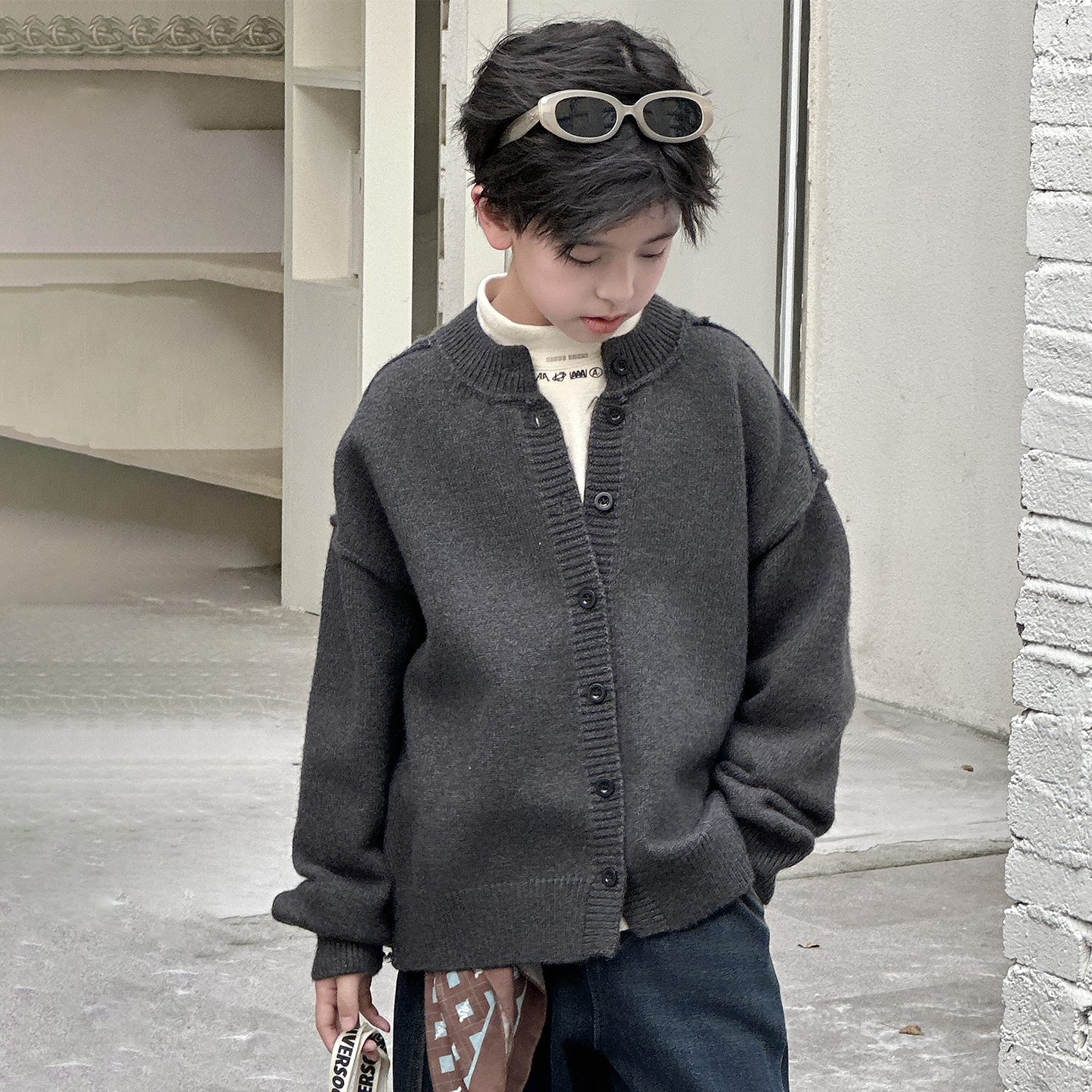 男童潮牌毛衣【实体品质】2025年秋冬新款中大男童洋气针织毛衣潮