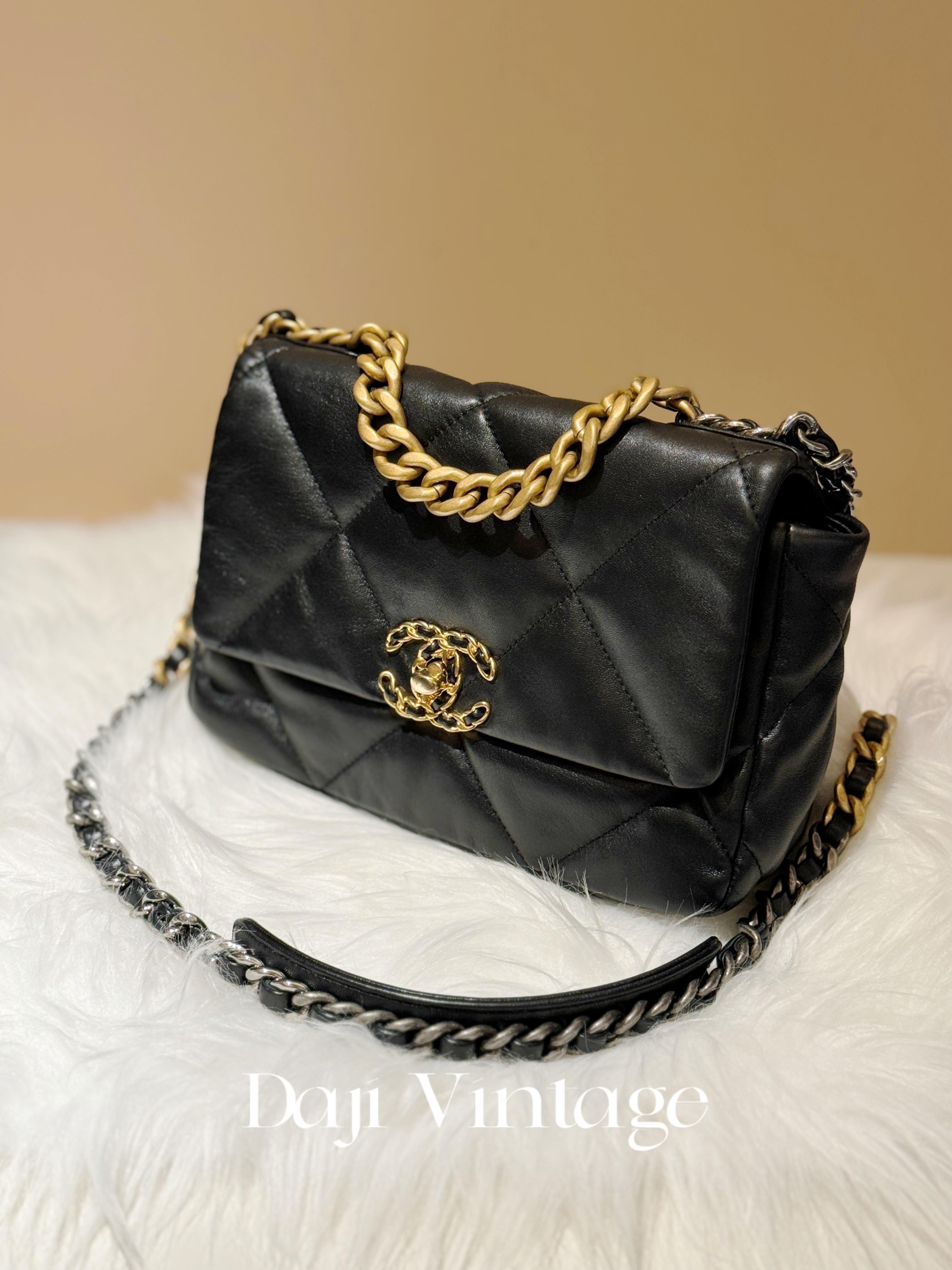 99新 Chanel/香奈儿 大吉中古/香奈儿19bag黑金小号斜挎包