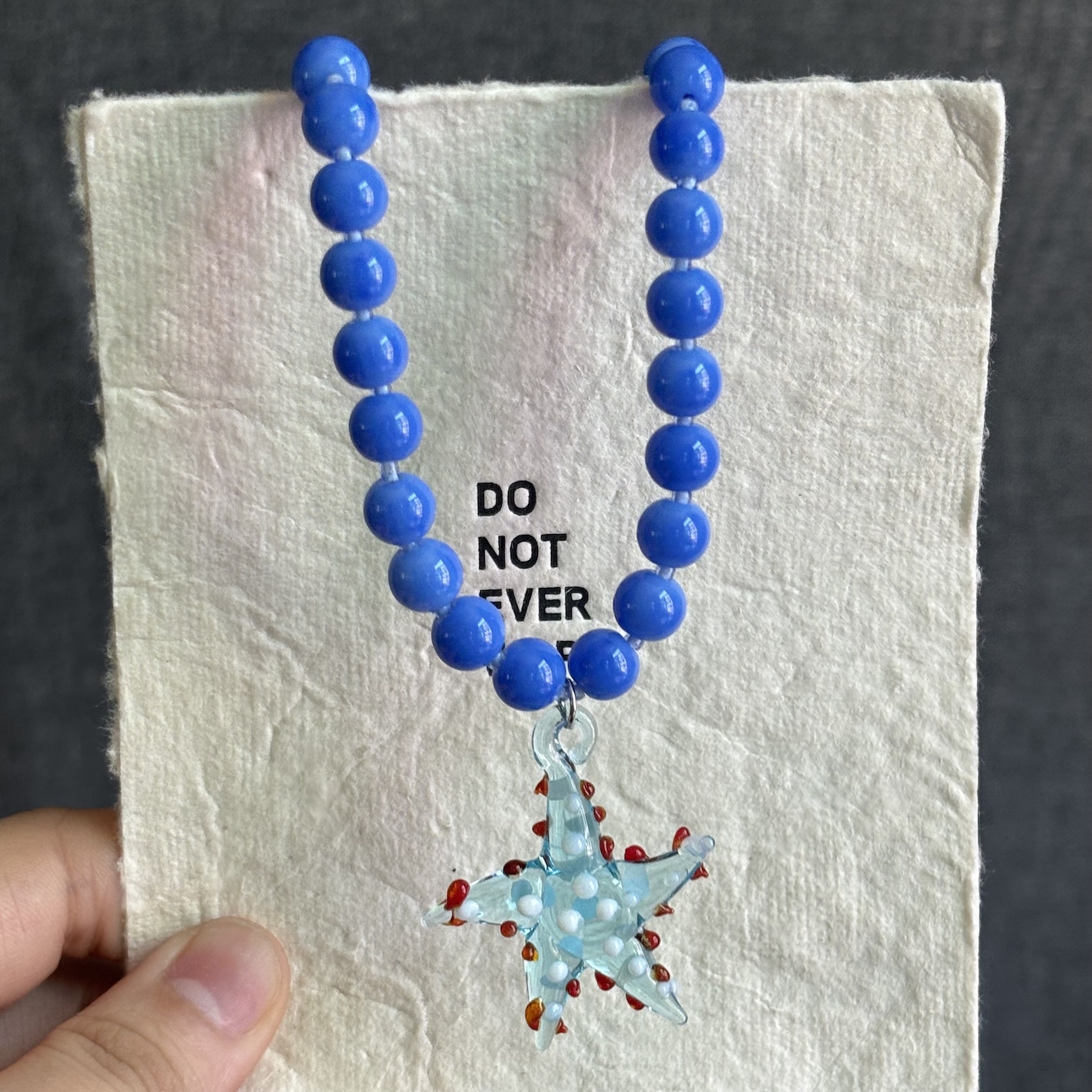 非金属树脂项链 2399彩色波点立体海星蓝串珠项链甜美配饰海边