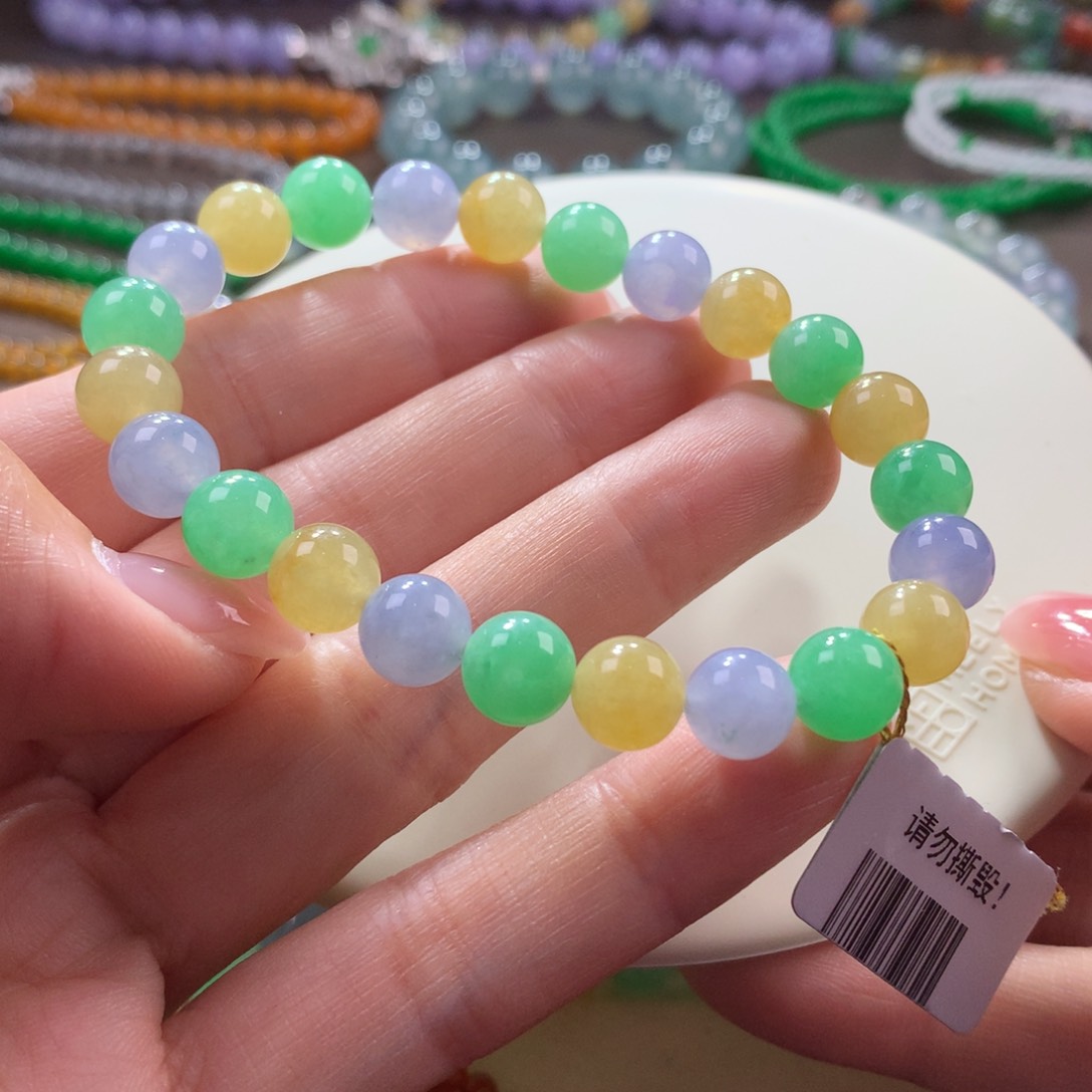 翡翠手链未镶嵌胶润糖果色卡8
