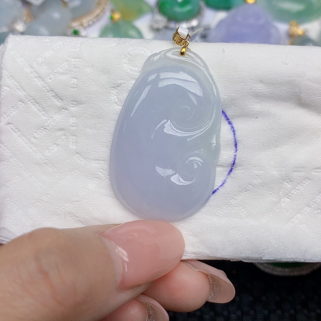 翡翠18K金镶嵌颈饰天然翡翠a货 百元以上9米证书费自理