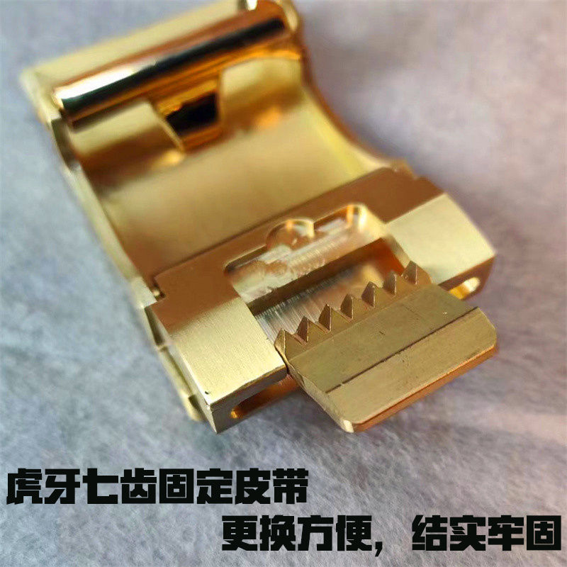 无品牌皮带扣自动扣头实心纯黄铜本色裤带头单卖腰带扣头男士虎牙