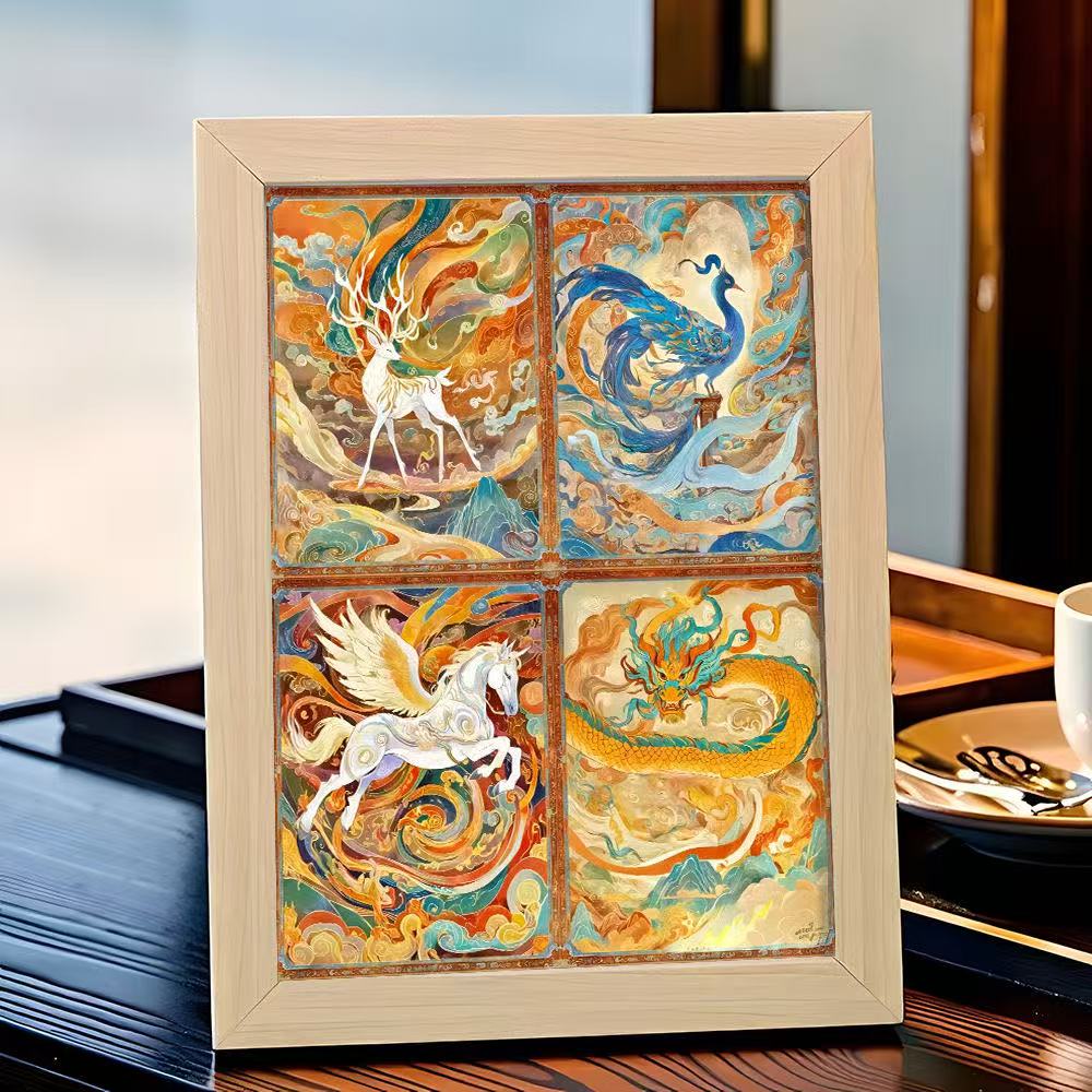 国潮绝代风华画客厅十字绣点钻砖石贴画手工diy带框