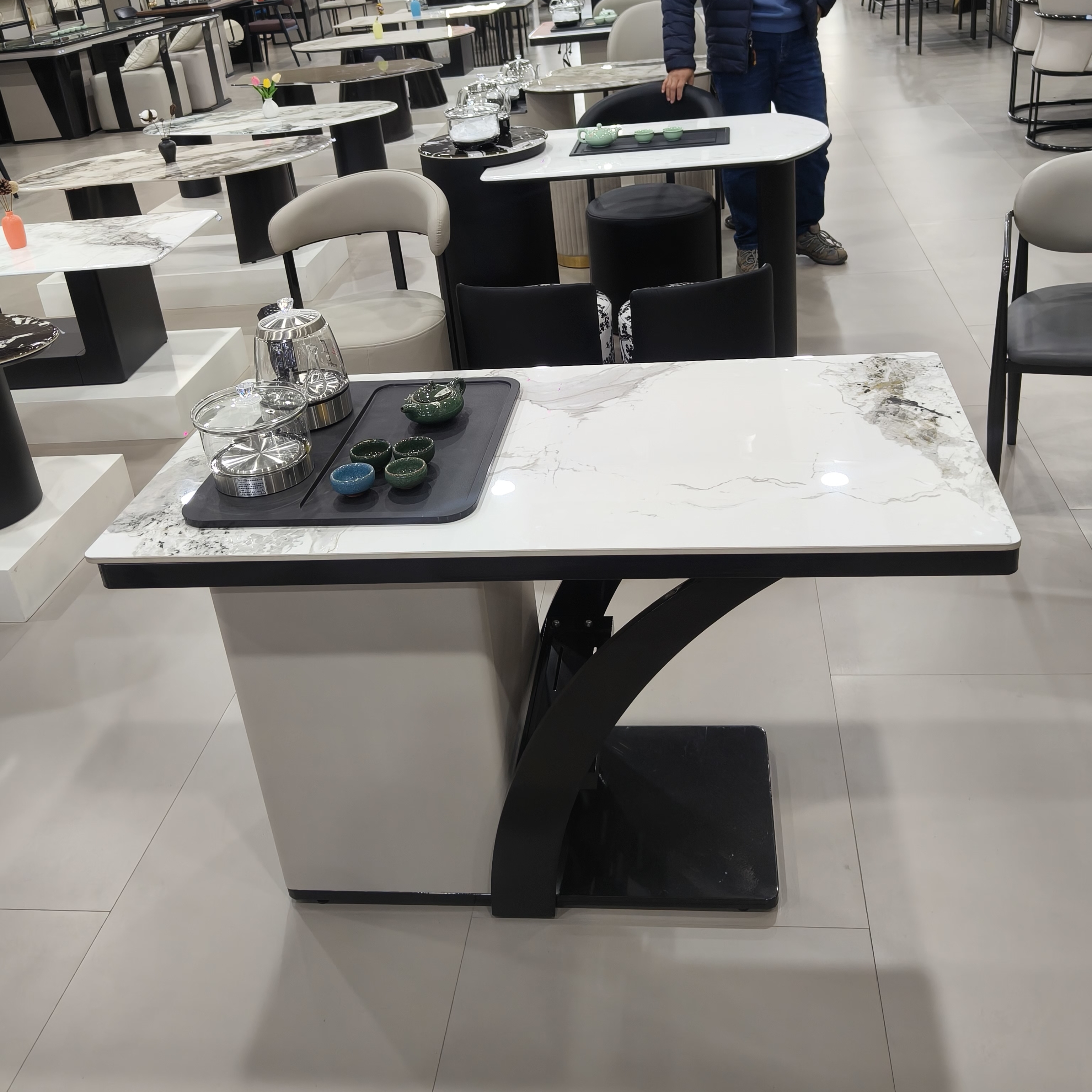 轻奢简约岩板茶桌家用客厅阳台办公室全自动上水功夫茶台