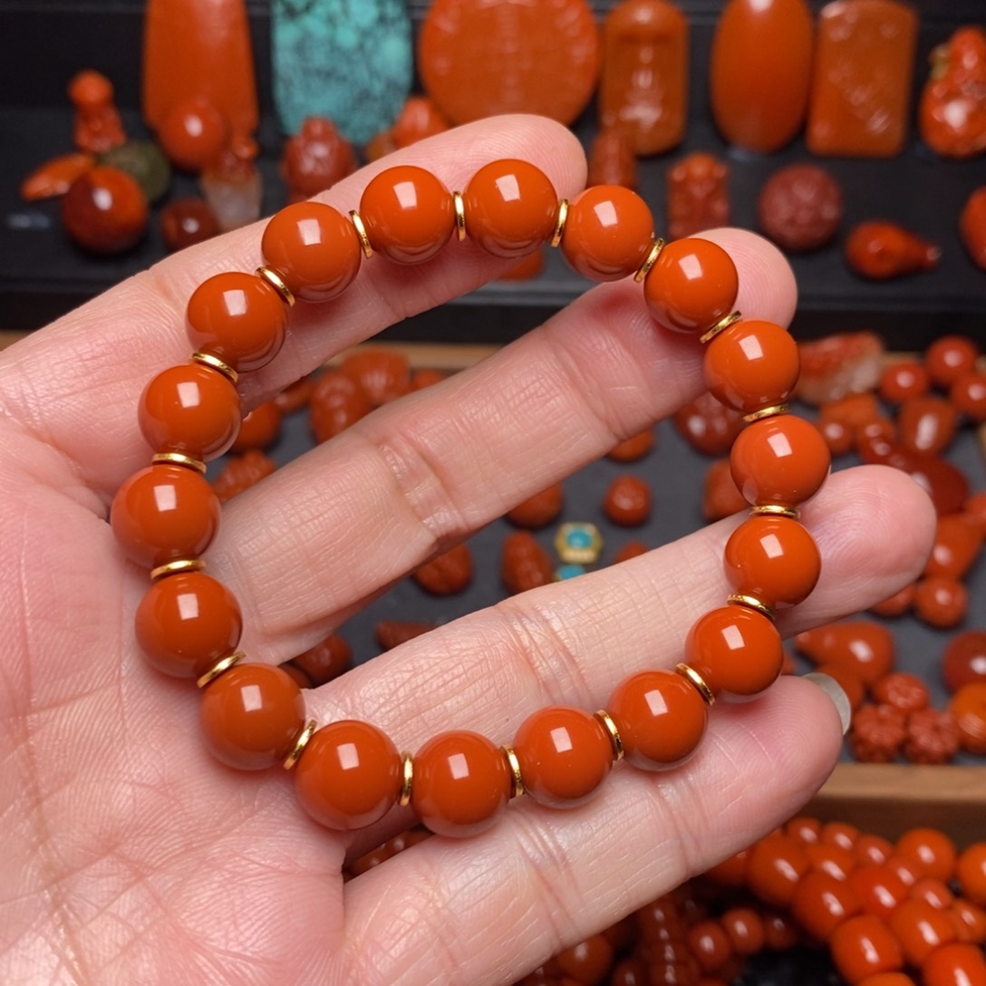 南红玛瑙纯色手串未镶嵌