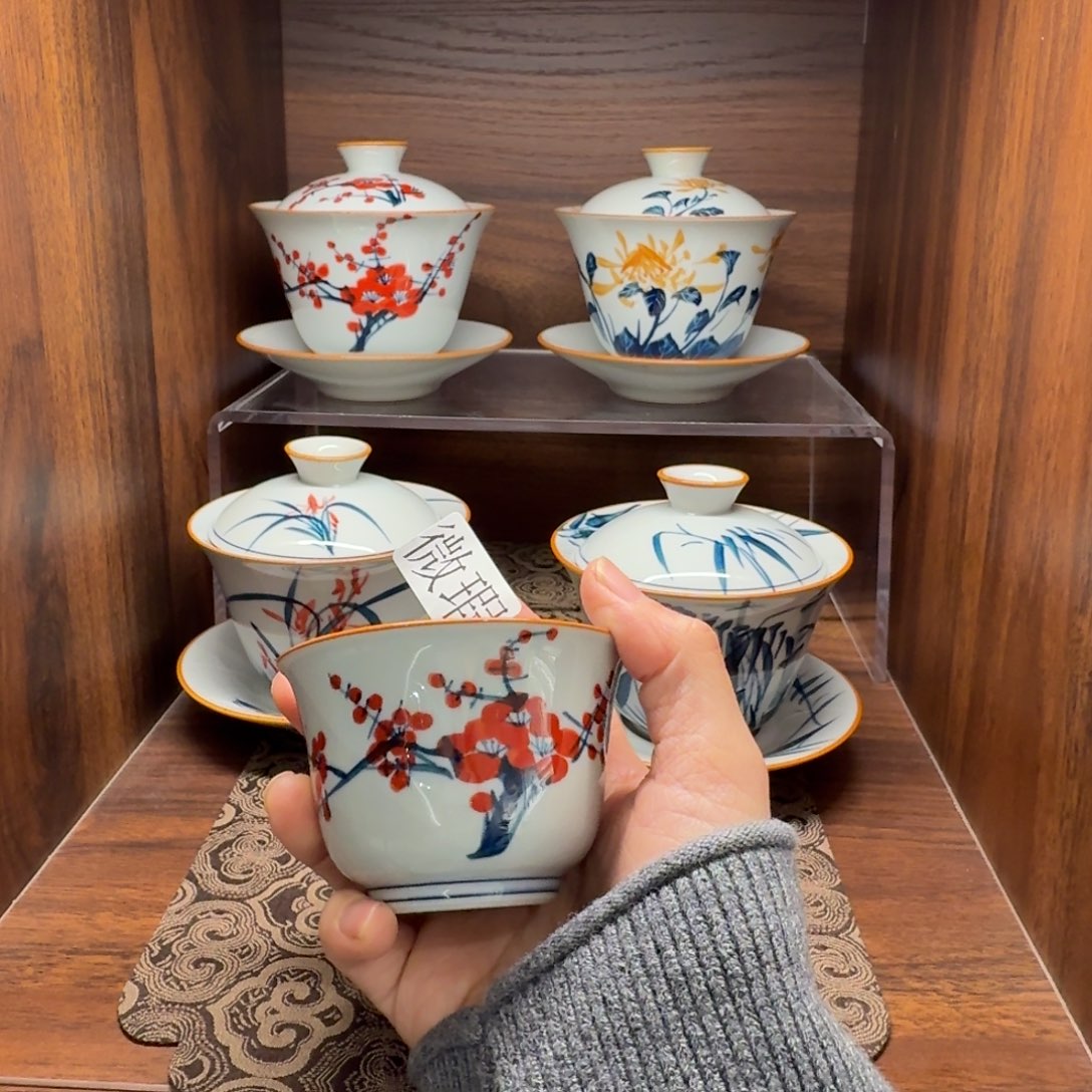 釉下彩纯手绘微瑕