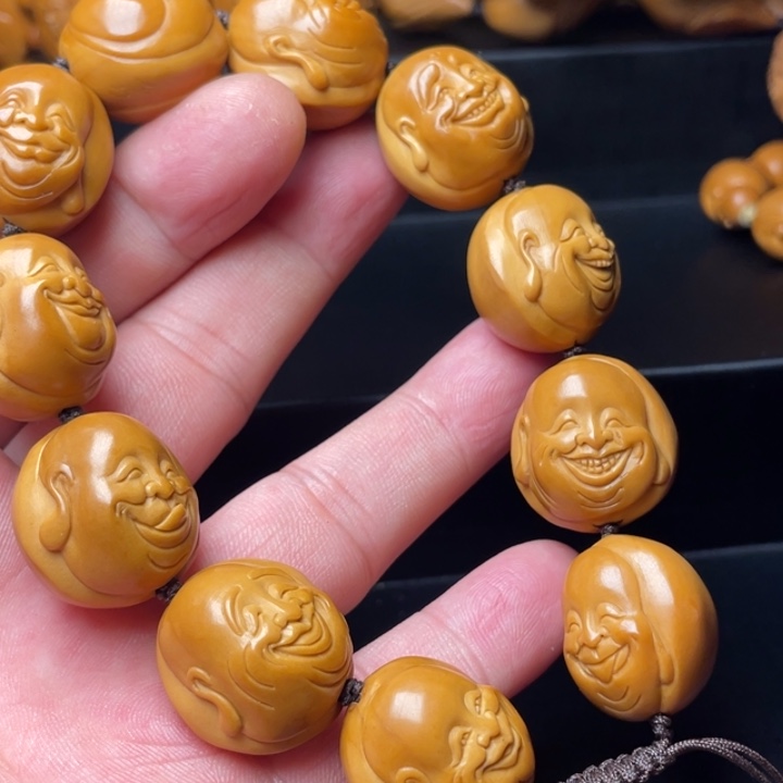 橄榄核手串/手链2.1正圆，纯手工弥勒头
