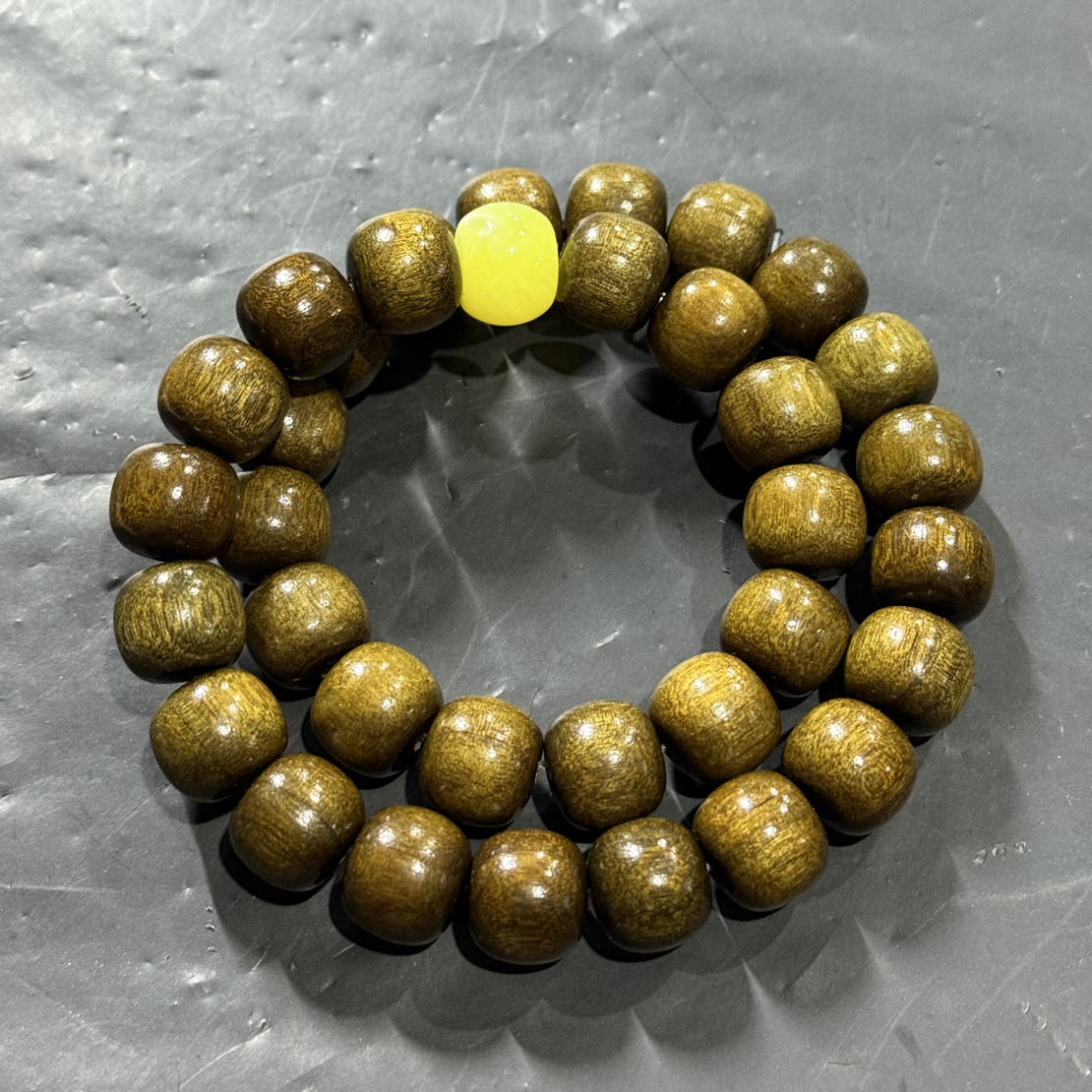 H250 绿乌金金丝楠老型1.3cm 双圈手串