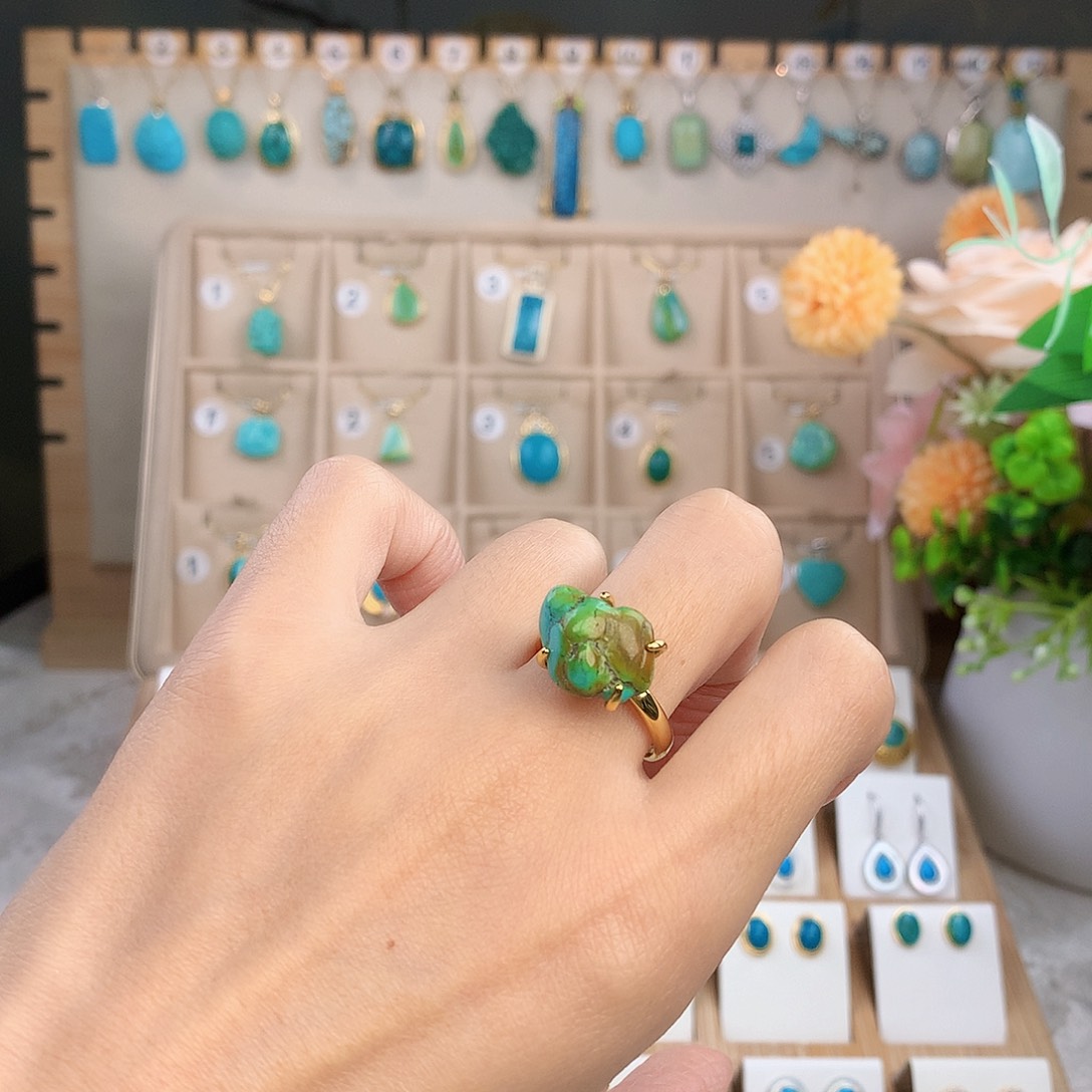 绿松石银S925镶嵌戒指