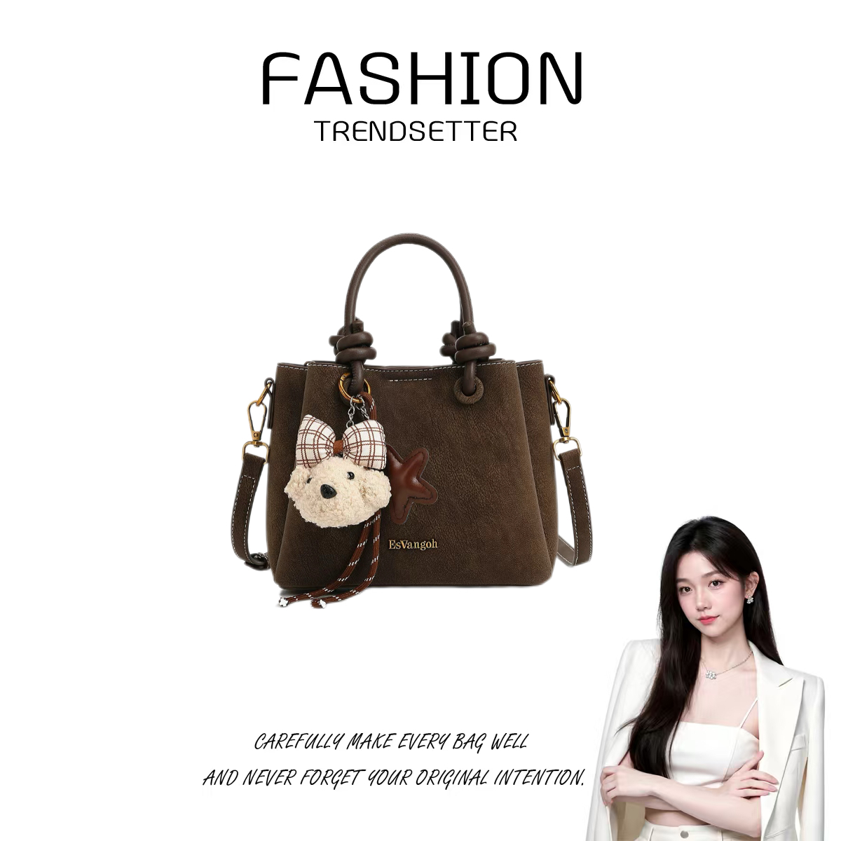 【糖糖严选】EsVangoh/2025新款美拉德精致百搭手提斜跨水桶包