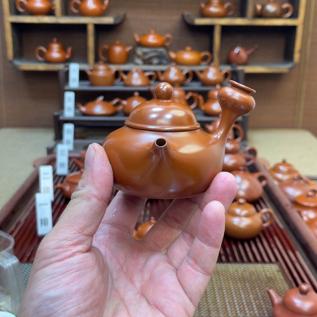 朱泥茶壶侧把120cc