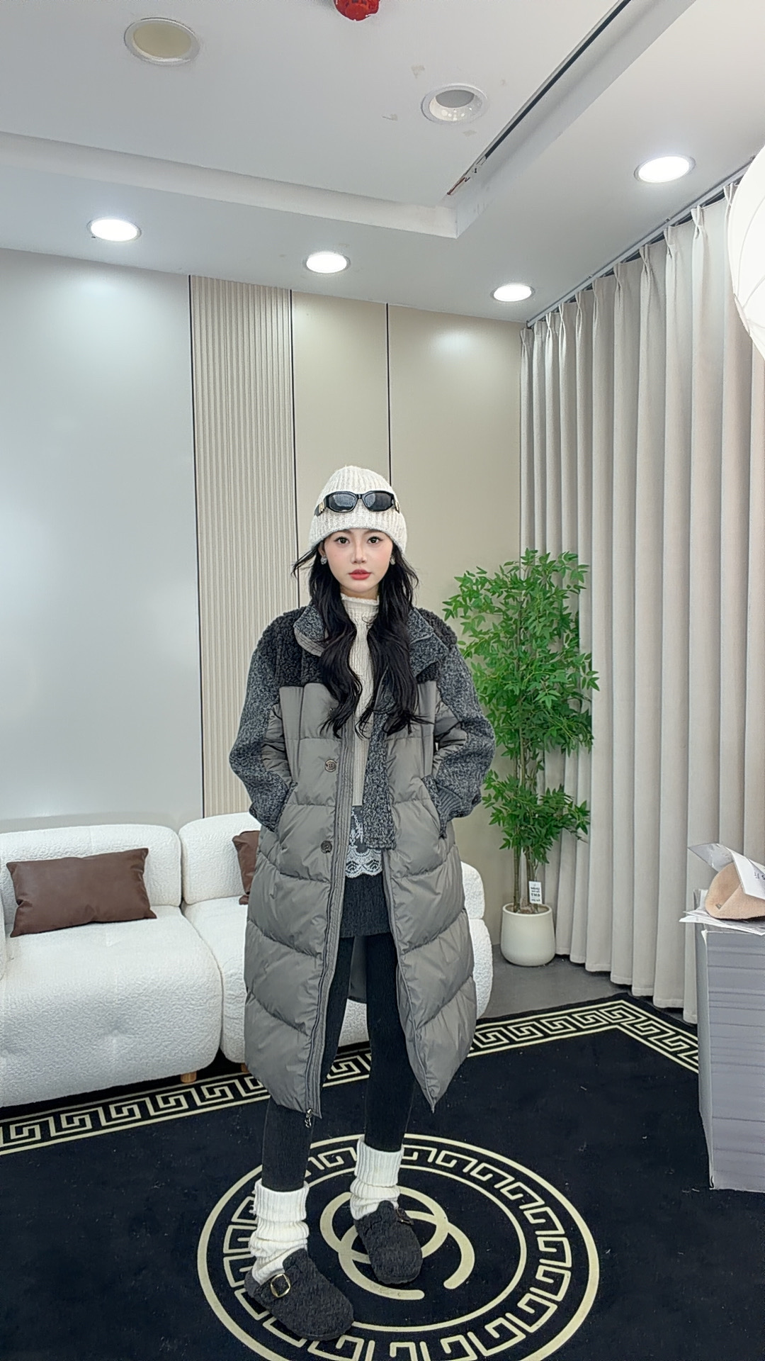 2025年冬季新款女加绒百搭宽松时尚休闲显瘦气质拼接羽绒长款外套