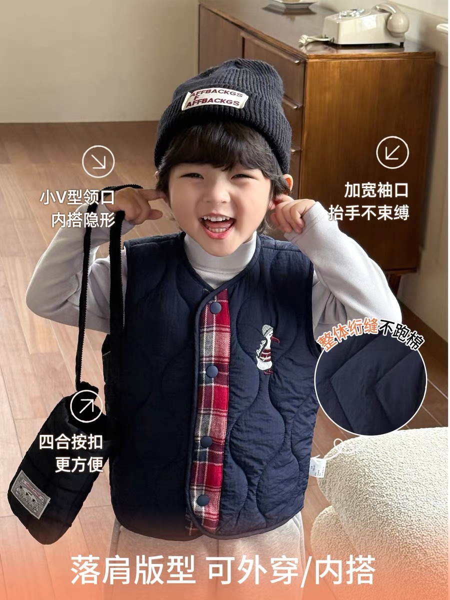 儿童棉马甲秋冬款男童背心恒温夹棉保暖2025冬季新款男孩坎肩外穿