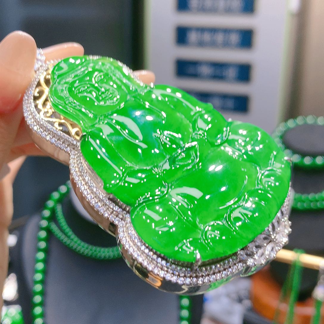 翡翠颈饰银S925镶嵌铭**槟7甄选qj