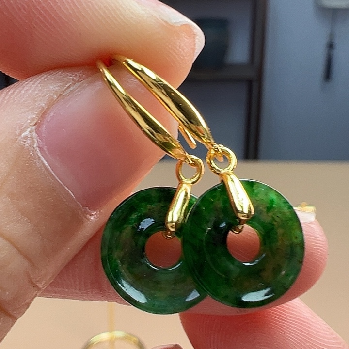 翡翠耳饰银S925镶嵌耳饰