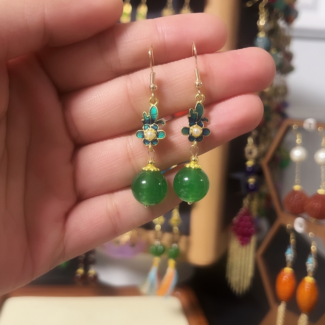 锆石纯铜925银耳饰