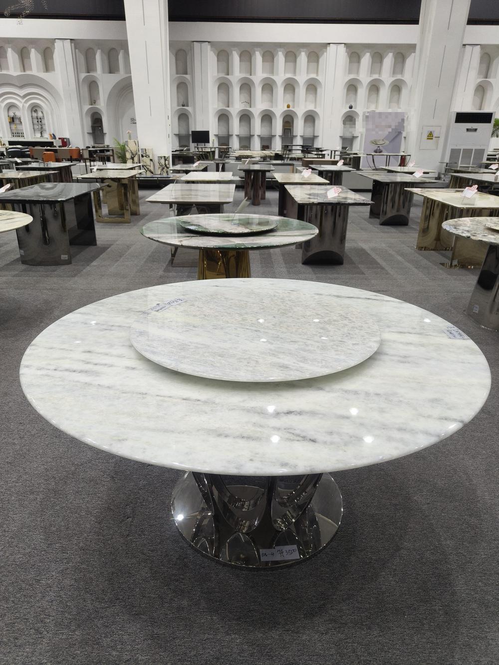 蓝水晶天然奢石餐桌方桌圆桌家用别墅用茶台意式轻奢旋转圆形