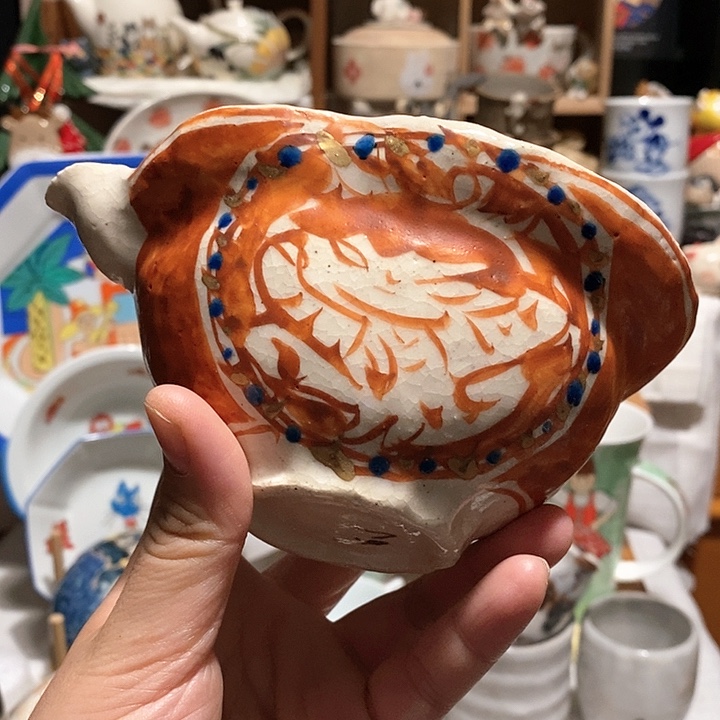 黑岩卓实陶胎手捏赤绘公道