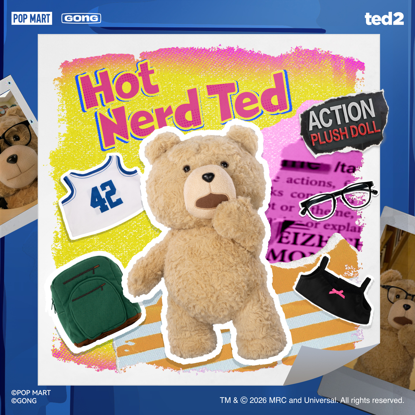 共鸣GONG Ted2泰迪熊可动毛绒 Hot Nerd 泰迪熊可动毛绒玩偶