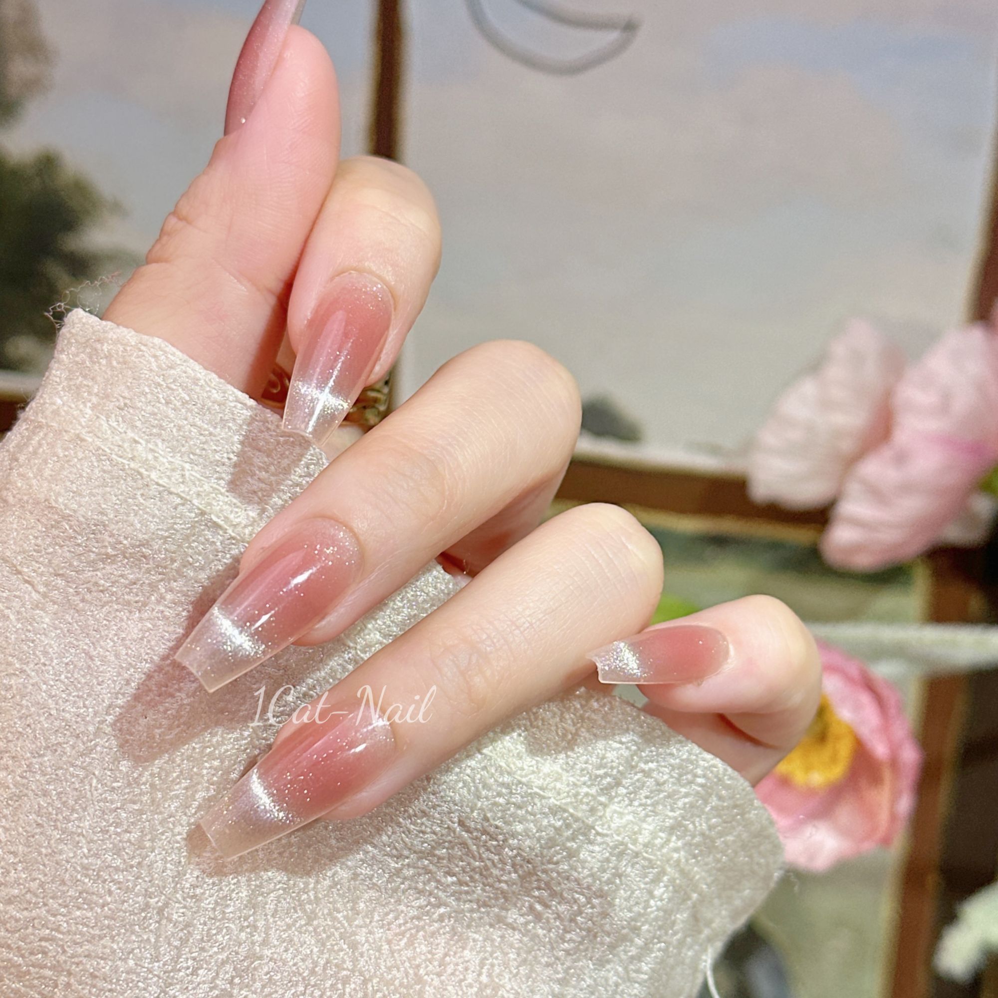 「流光」猫眼10个甲片纯手工穿戴甲蛇年高级感中长款红色