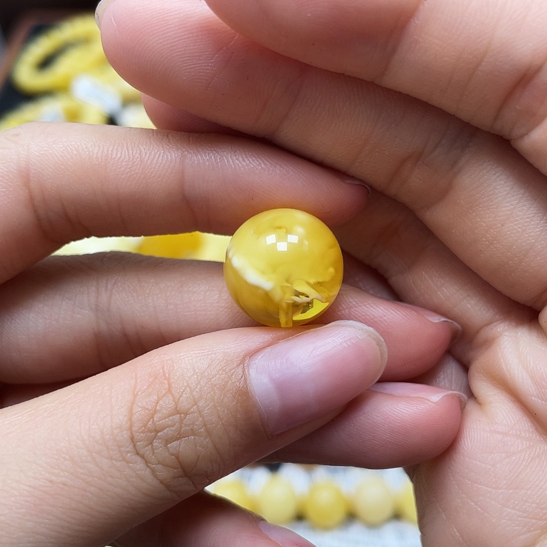 未镶嵌蜜蜡裸石圆珠14.6mm