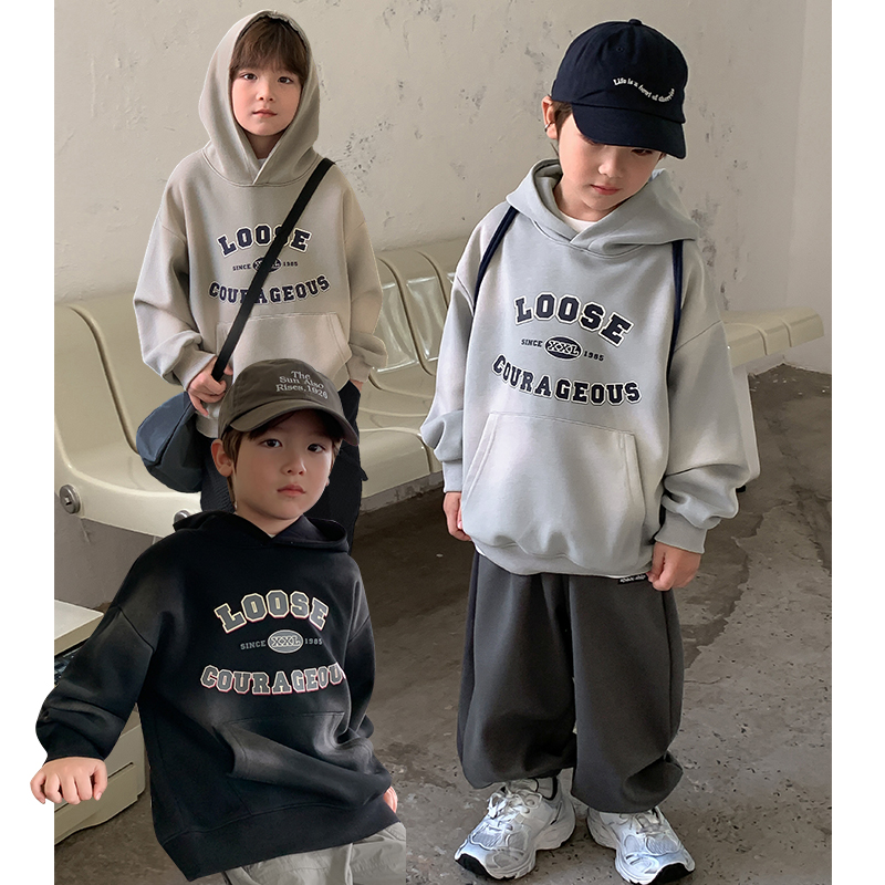 【喷色连帽】源源家童装男童连帽卫衣长袖打底衫中大童上衣秋1