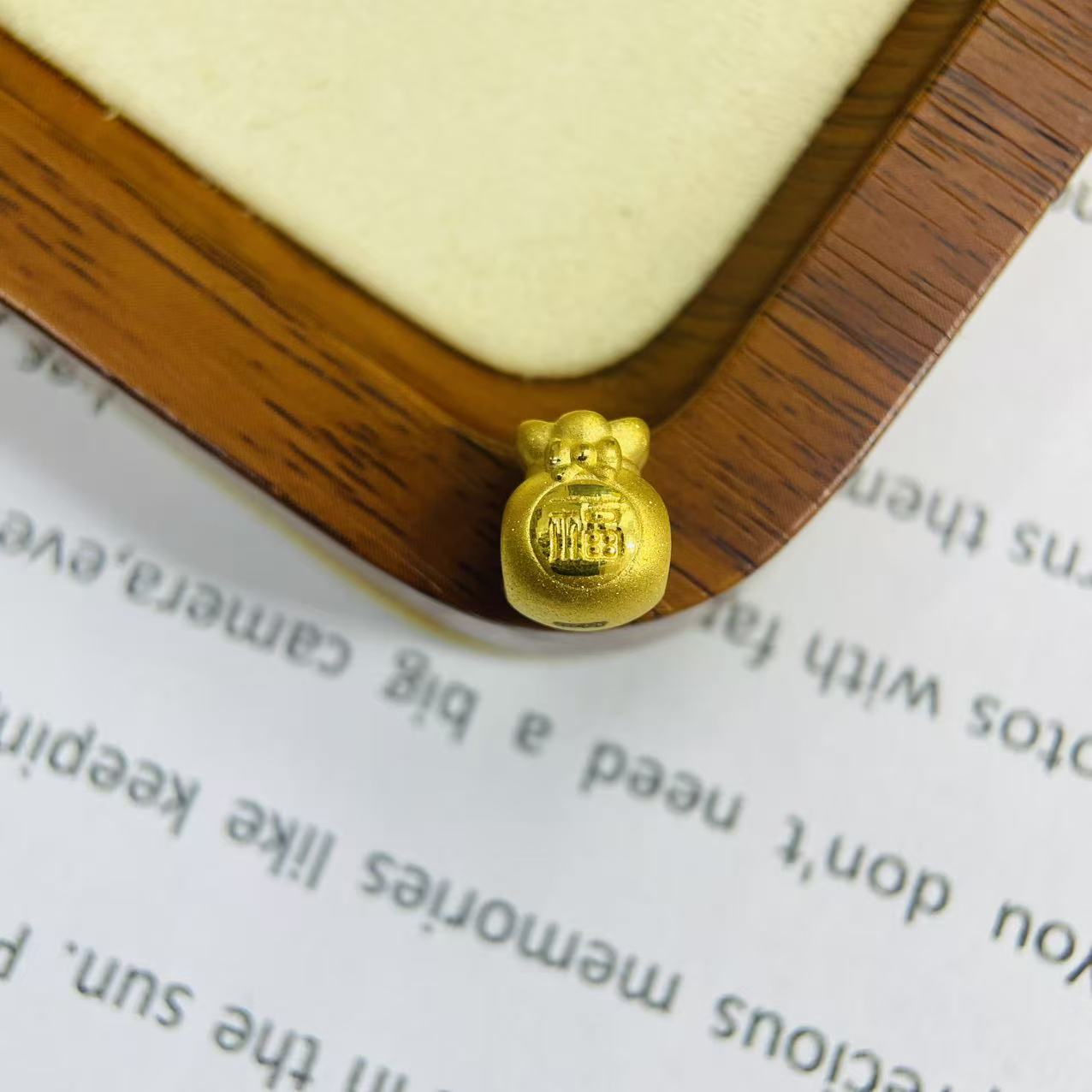 足金999黄金首饰配件加厚大版蝴蝶结胖福袋DP1974-0730