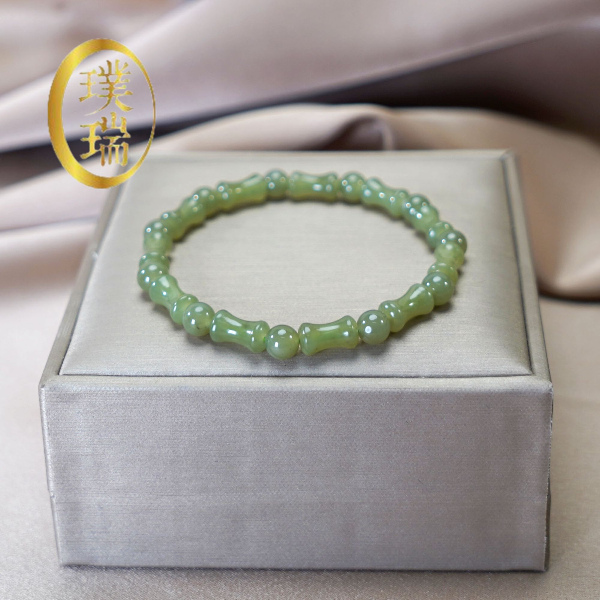 天然和田玉竹节素圈手链 多样性发一 SL469