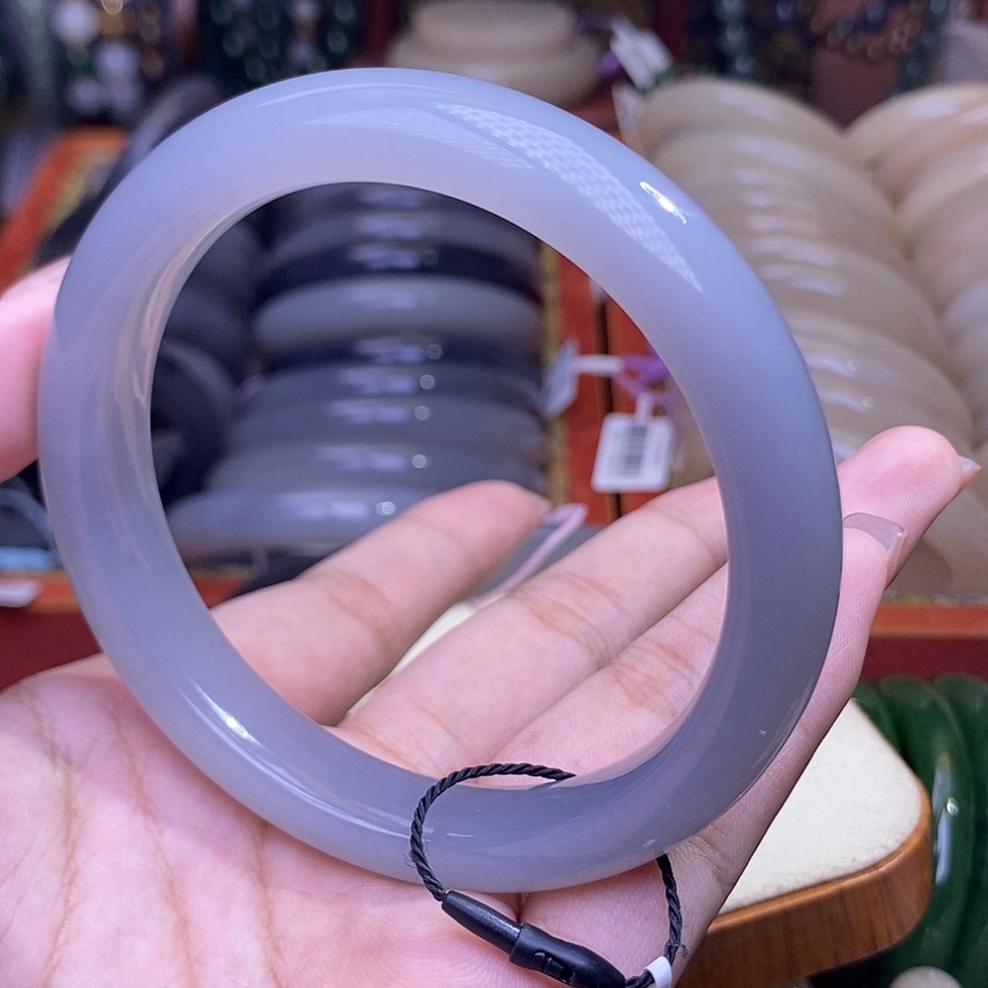 未镶嵌手链和田玉浓烟紫老料手镯62