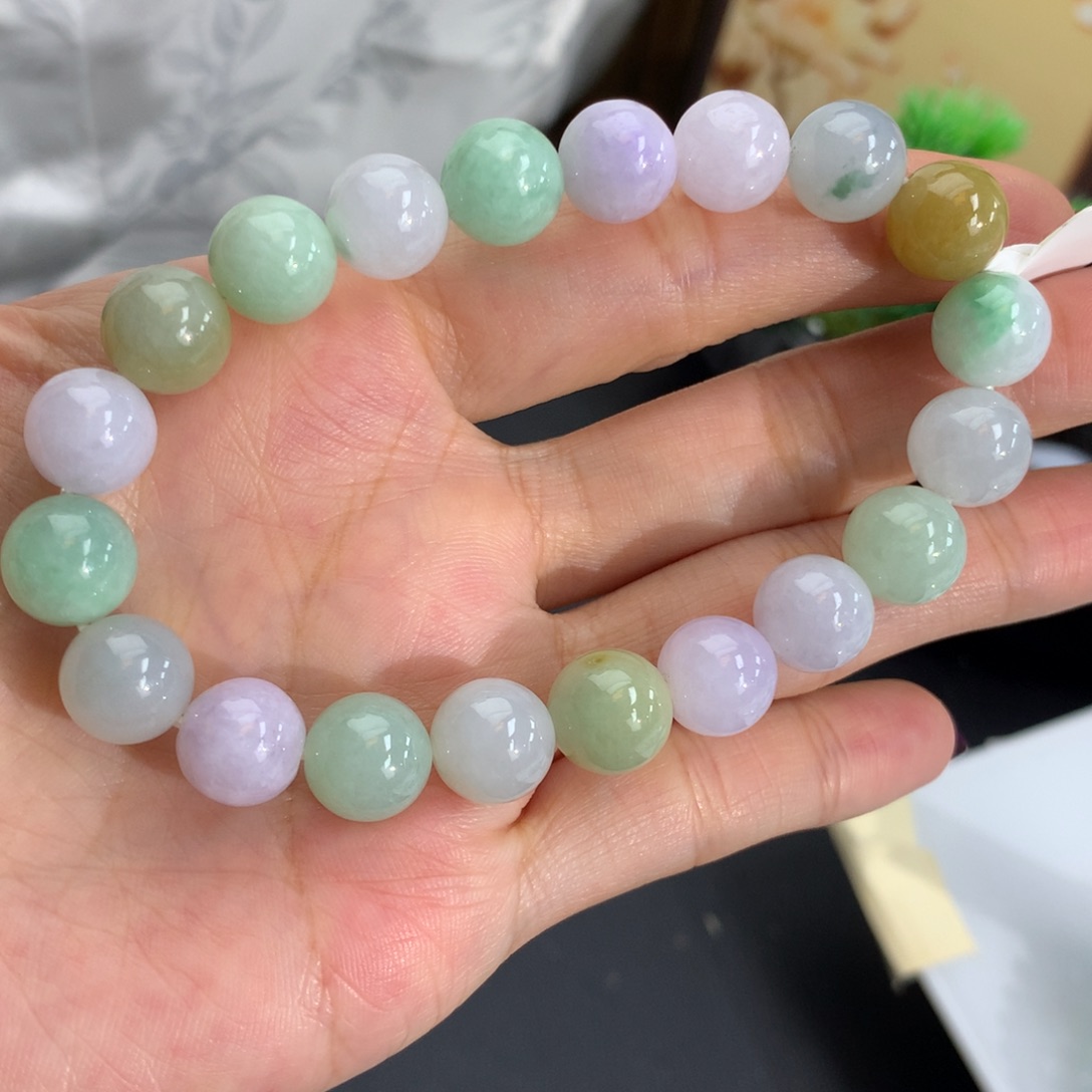翡翠未镶嵌手串卡9.6细润多宝手串