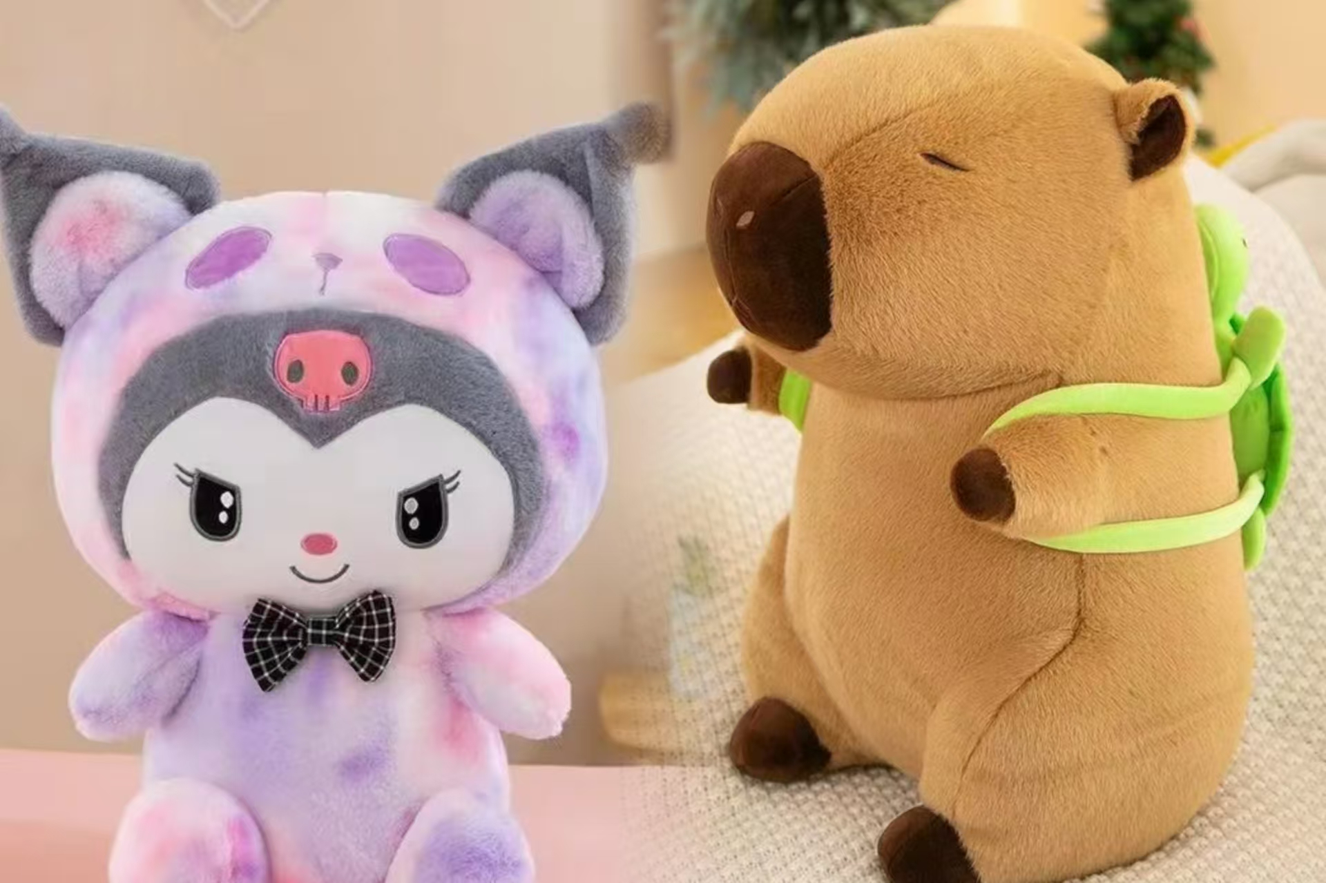 双大号库洛米+大号卡皮巴拉毛绒玩具组合