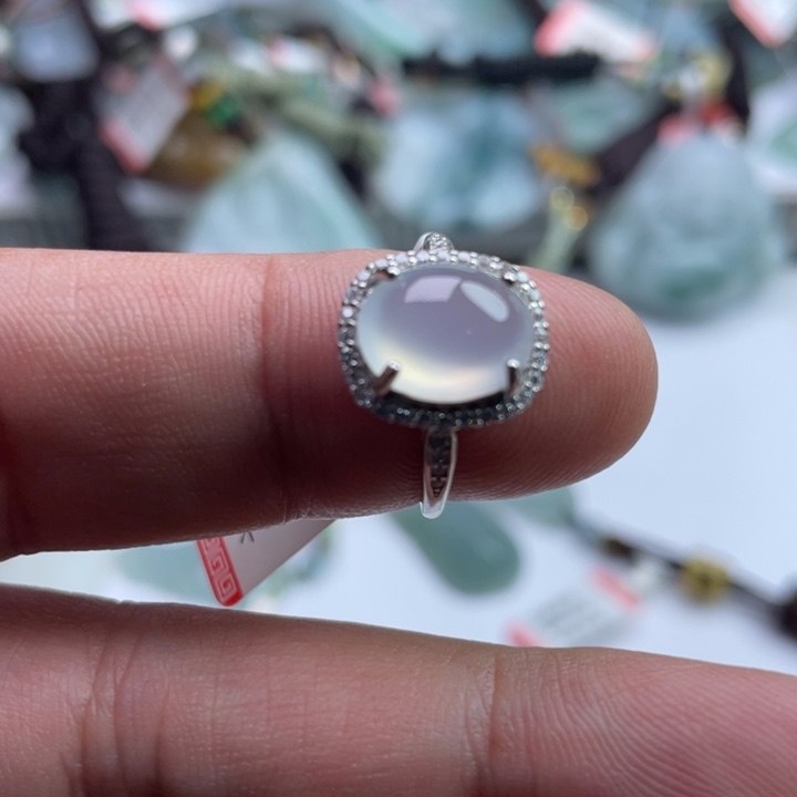 雪***迩翡翠银S925镶嵌戒指戒指