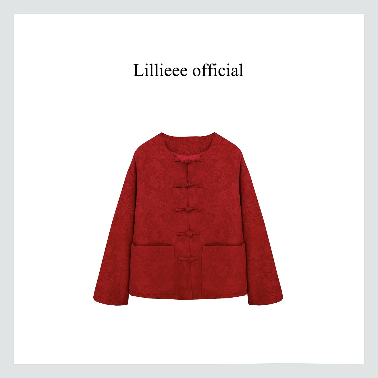Lillieee-岁岁年年 拜年系列冬季新款国风重工刺绣腰果花百搭外套