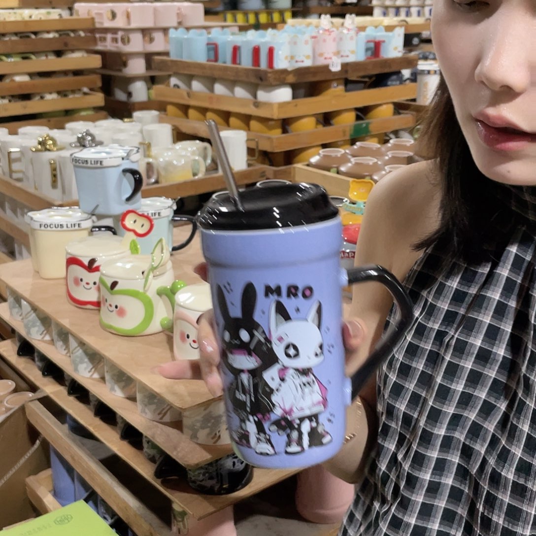 陶瓷吸管款淡紫色酷酷兔