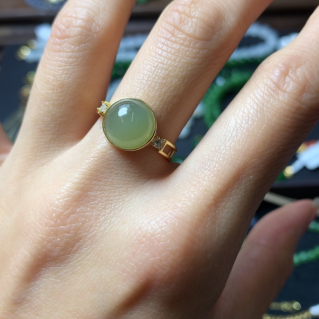 和田玉戒指银S925镶嵌