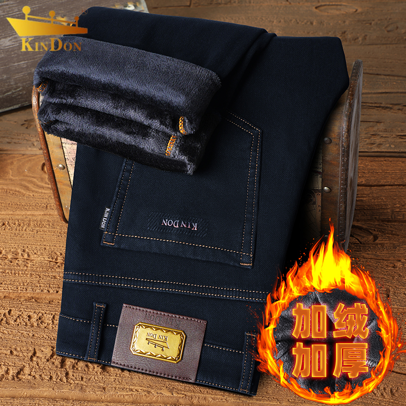 金盾2025新款爆款秋冬厚款男士牛仔裤弹力百搭宽松直筒裤牛仔裤子