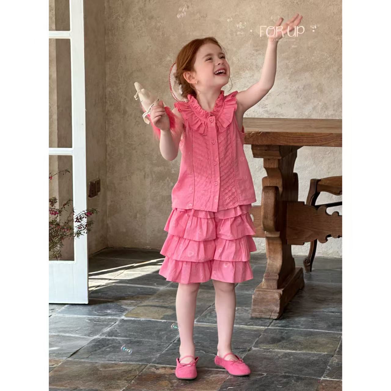 【现货】252-FU-85101多色[FOR UP]法式莉娅百褶风琴裙裤套装