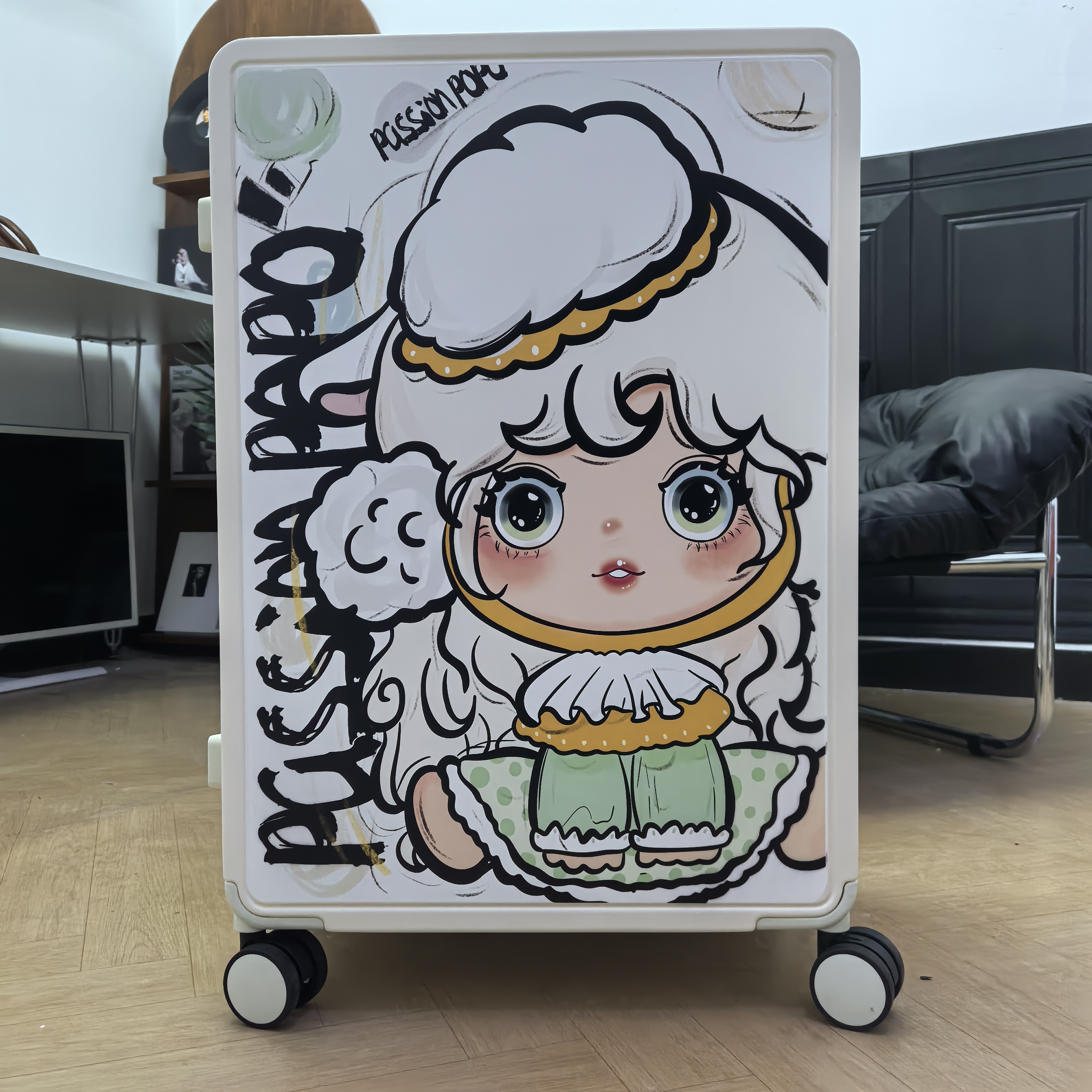 【Passion】绵羊女孩宽拉杆行李箱diy旅行箱创意涂鸦高颜值拉杆箱