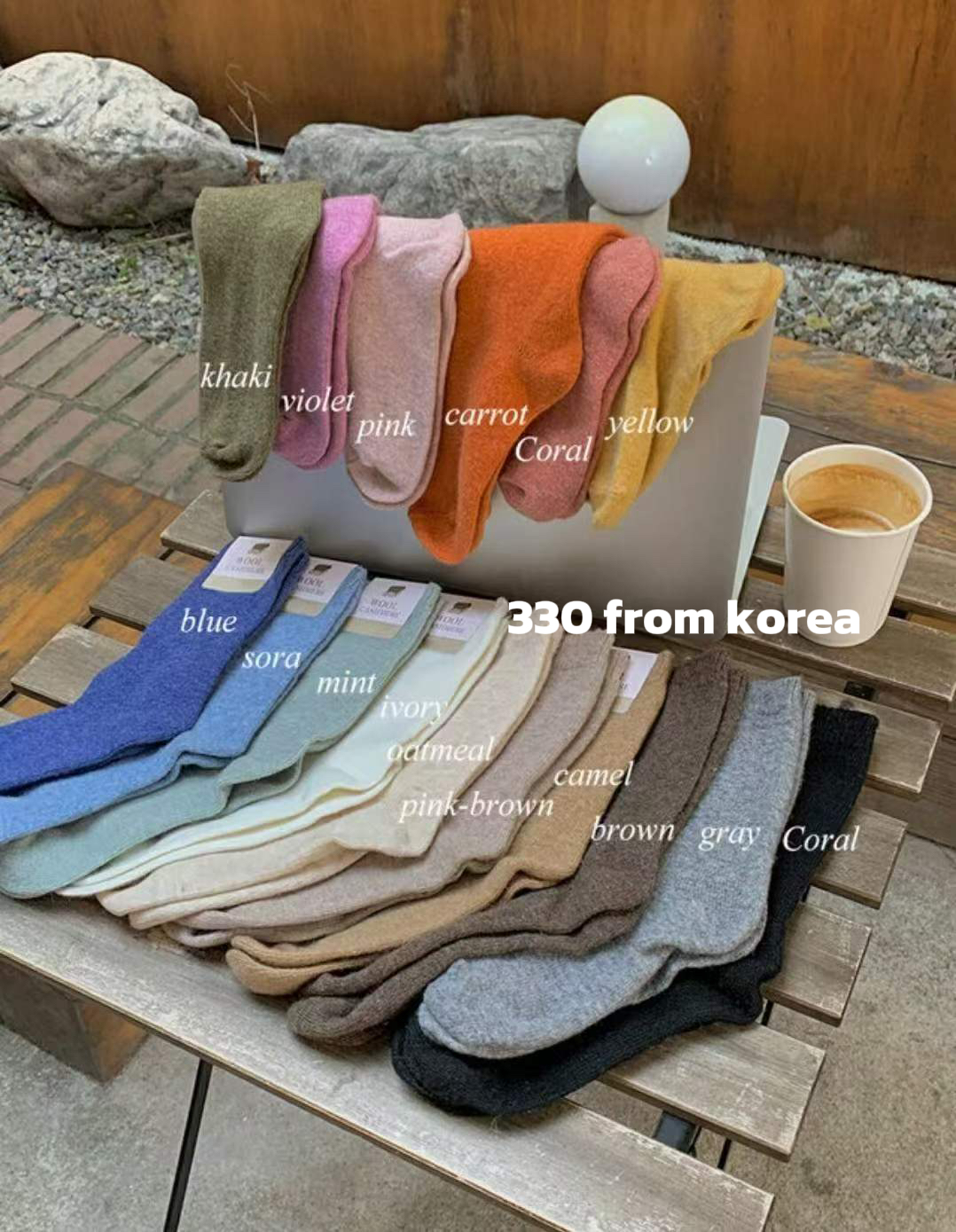 好好好软软软呀~三三零韩国东大门BIARRITZ羊绒羊毛混纺中筒女袜