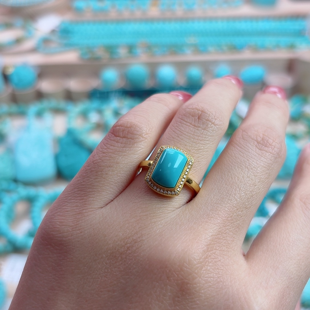 绿松石18K金镶嵌珠宝奇石